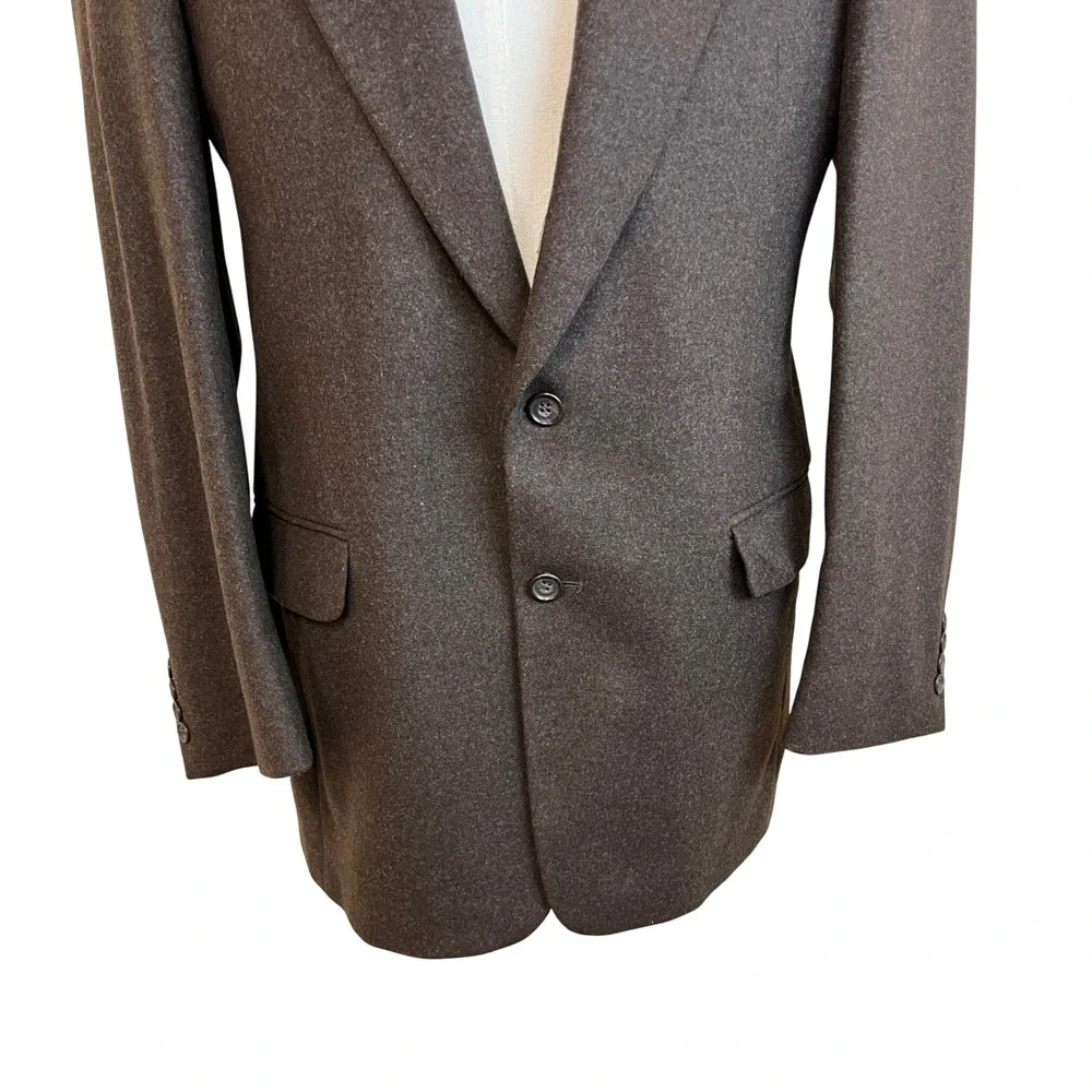 MARK ALEXANDER Dark Brown Cashmere Blazer Jacket Coat‎ Sz 39 L Heritage Luxury